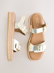 Gold Standard/Wide Fit Forever Comfort® Double Buckle Flatform Sandals - Image 1 of 7