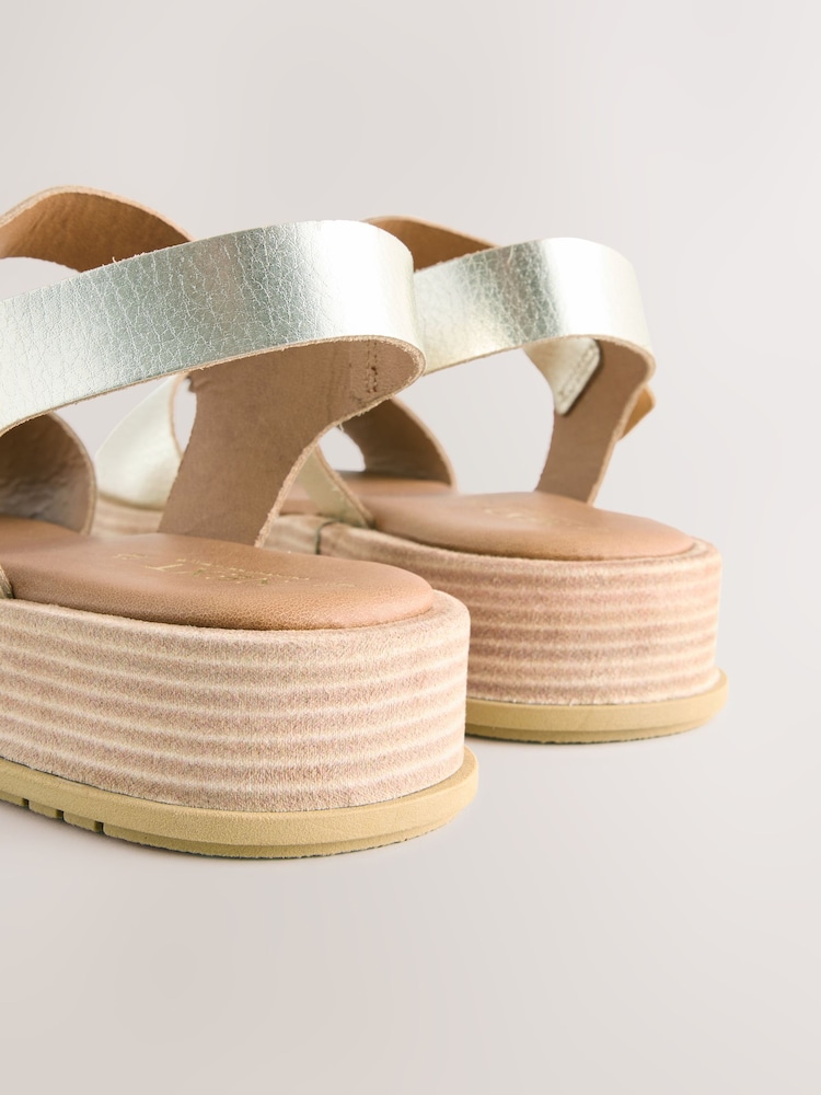 Buy Gold Standard/Wide Fit Double Buckle Flatform Sandals from