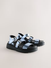 Metallic Blue Standard/Wide Fit Chunky Buckled Sandals - Image 2 of 5