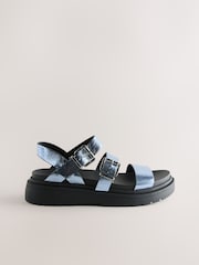 Metallic Blue Standard/Wide Fit Chunky Buckled Sandals - Image 3 of 5