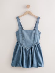 Azul medio - Minivestido de denim abullonado - Imagen 5 de 7
