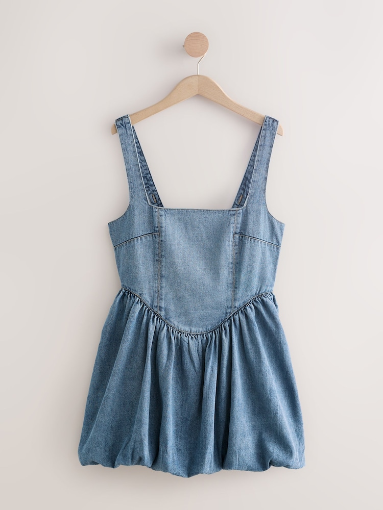 Buy Mid Blue Mini Puffball Denim Dress from Next USA