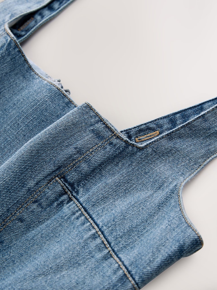 Azul medio - Minivestido de denim abullonado - Imagen 7 de 7