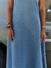 Mid Blue Denim Sleeveless Denim Maxi Dress - Image 7 of 11