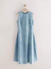 Mid Blue Denim Sleeveless Denim Maxi Dress - Image 8 of 11