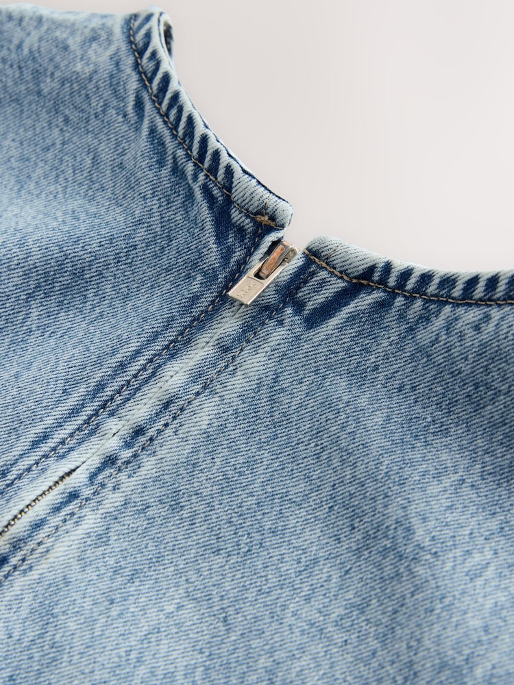 Mid Blue Denim Sleeveless Denim Maxi Dress - Image 9 of 11