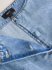 Mid Blue Button Through Boat Neck Denim Mini Dress - Image 8 of 8