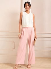Love & Roses Ivory Sleeveless Scallop Detail Shell Top - Image 3 of 4