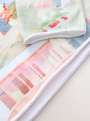 Pink Scenic Holiday Print - Slouched Neck Shoulder Summer Sweat Top - Imagen 6 de 7