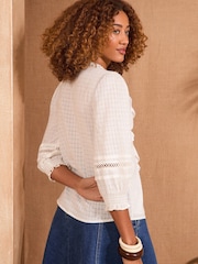 Love & Roses Ivory Petite Texture Ruffle Detail 3/4 Sleeve Blouse - Image 4 of 4
