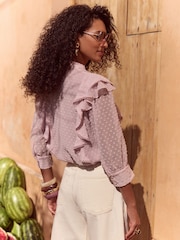 Love & Roses Blush Pink Dobby 3/4 Sleeve Blouse - Image 4 of 4