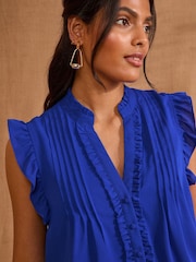 Love & Roses Cobalt Blue Pintuck Sleeveless Blouse - Image 2 of 4