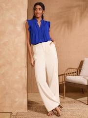 Love & Roses Cobalt Blue Pintuck Sleeveless Blouse - Image 3 of 4