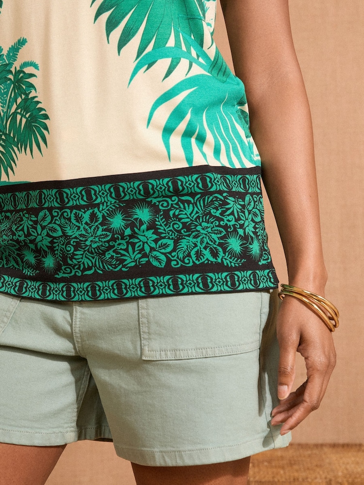 Love & Roses Ivory Palm Print V-Neck Jersey Vest - Image 2 of 4