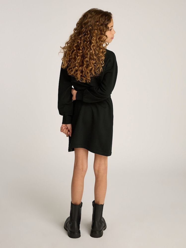 Calvin Klein Black Glitter Logo Sweatshirt Dress - Image 2 of 5 Calvin Klein Black Glitter Logo Sweatshirt Dress - Image 2 of 5