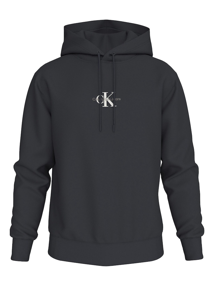 Calvin Klein Black Relaxed Monologo Hoodie - Image 1 of 5