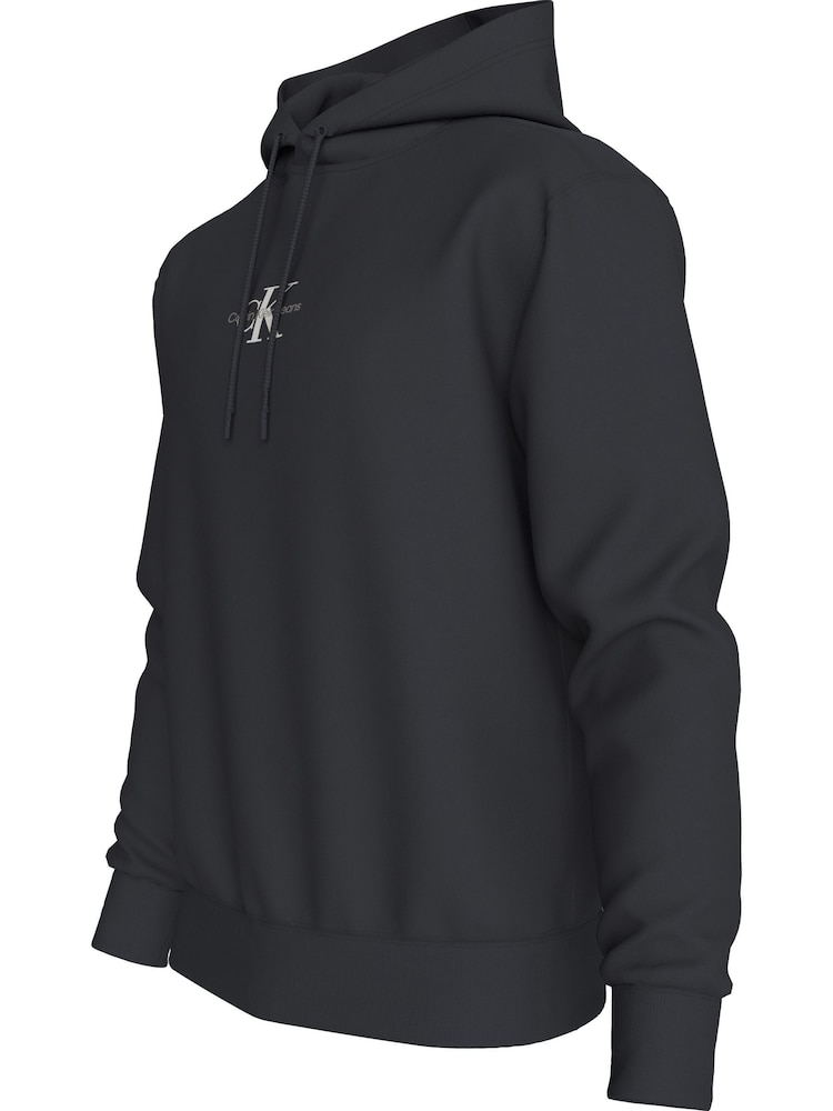 Calvin Klein Black Relaxed Monologo Hoodie - Image 3 of 5