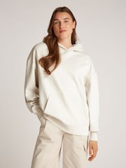 Calvin Klein Cream Oversized 100% Cotton Hoodie With Back Graphic - Image 1 of 7