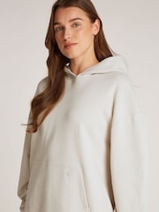 Calvin Klein Cream Oversized 100% Cotton Hoodie With Back Graphic - Image 4 of 7