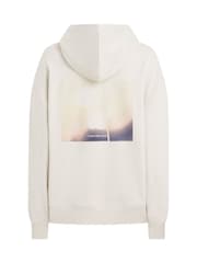 Calvin Klein Cream Oversized 100% Cotton Hoodie With Back Graphic - Image 6 of 7