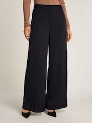Calvin Klein Black Technical Satin Straight Trousers - Image 1 of 7