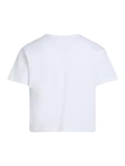 Calvin Klein White Monologo Glitter 100% Cotton T-Shirt - Image 5 of 5