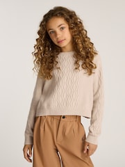 Calvin Klein Cream Cable Jumper - Image 1 of 5