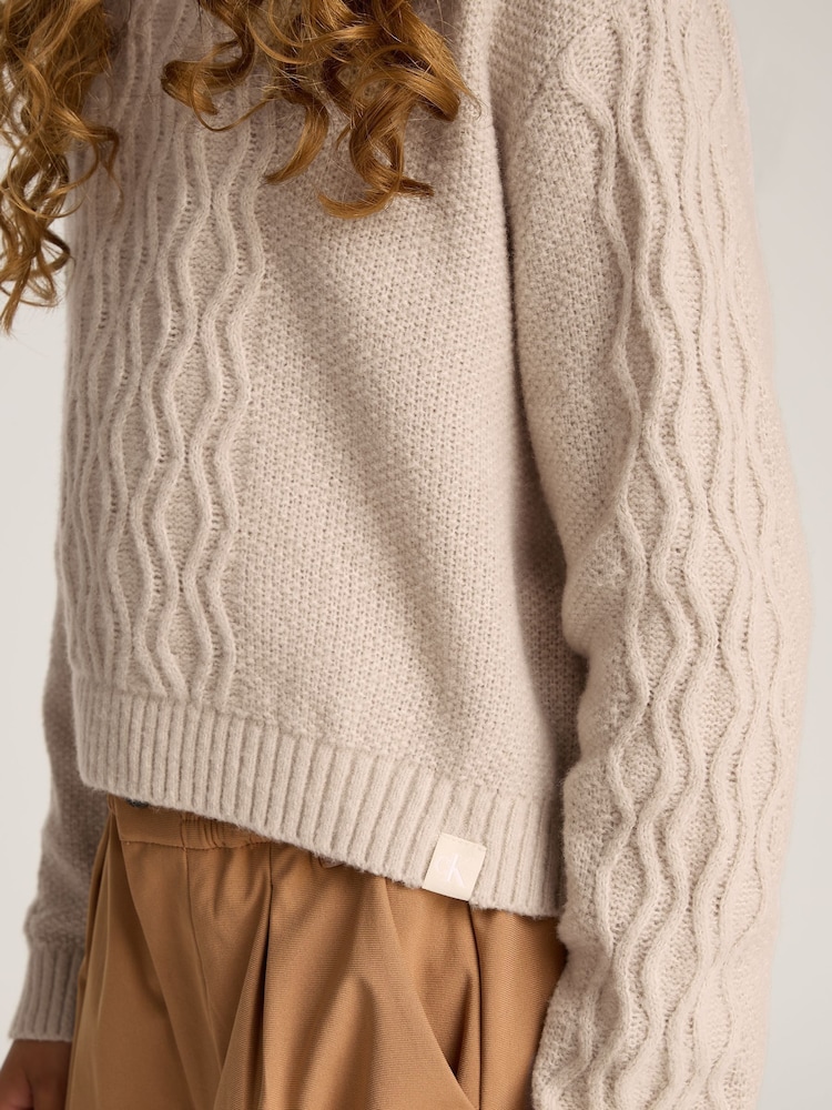Calvin Klein Cream Cable Jumper - Image 3 of 5