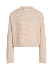 Calvin Klein Cream Cable Jumper - Image 4 of 5