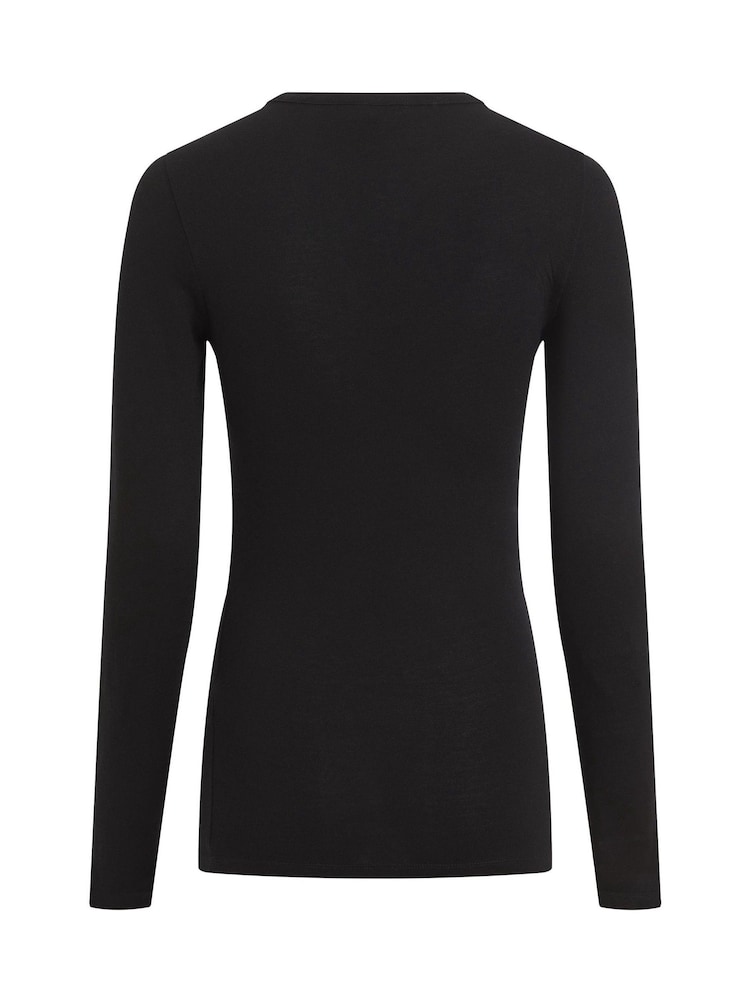 Calvin Klein Black Slim Crew Neck Long Sleeve Top - Image 2 of 3