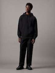 Calvin Klein Black Cropped Pleated 100% Cotton Trousers - Image 1 of 7