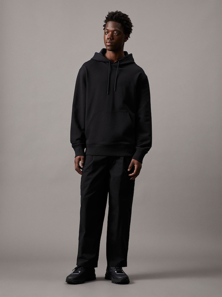 Calvin Klein Black Cropped Pleated 100% Cotton Trousers - Image 1 of 7