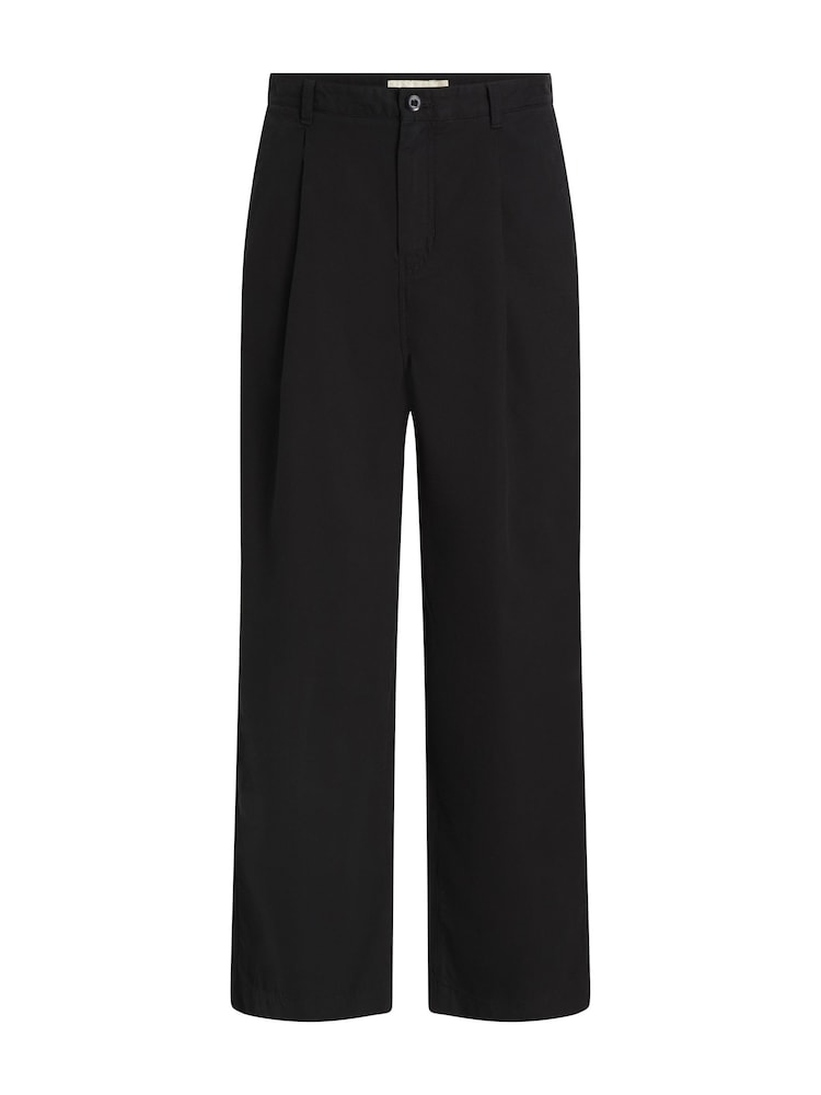 Calvin Klein Black Cropped Pleated 100% Cotton Trousers - Image 3 of 7