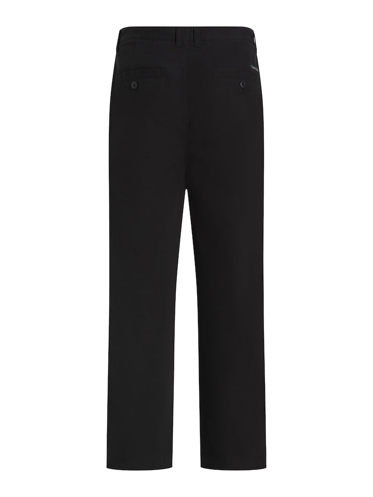 Calvin Klein Black Cropped Pleated 100% Cotton Trousers - Image 4 of 7