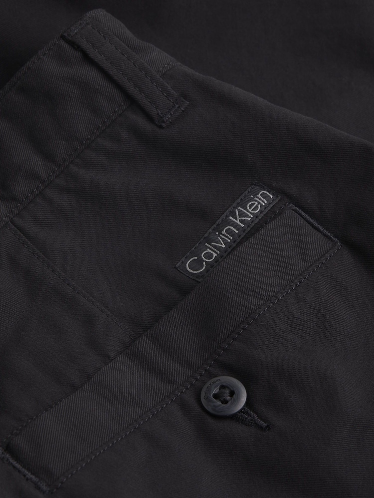 Calvin Klein Black Cropped Pleated 100% Cotton Trousers - Image 6 of 7