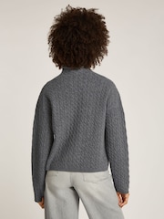 Calvin Klein Grey Relaxed Soft Wool Cable Jumper - Image 2 of 7