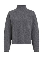 Calvin Klein Grey Relaxed Soft Wool Cable Jumper - Image 4 of 7