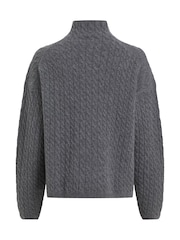Calvin Klein Grey Relaxed Soft Wool Cable Jumper - Image 5 of 7