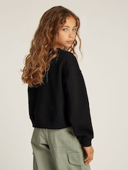Calvin Klein Black 100% Cotton Glitter Monologo Sweatshirt - Image 2 of 5