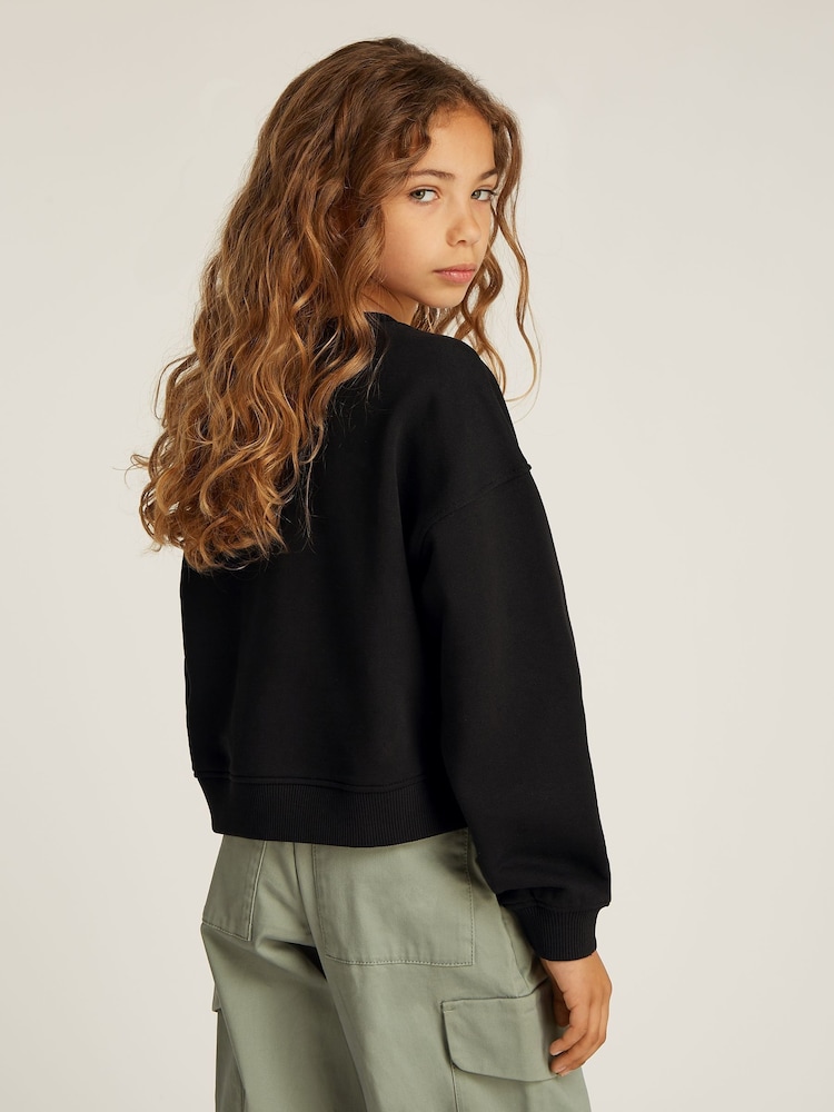 Calvin Klein Black 100% Cotton Glitter Monologo Sweatshirt - Image 2 of 5