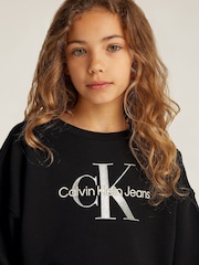 Calvin Klein Black 100% Cotton Glitter Monologo Sweatshirt - Image 3 of 5