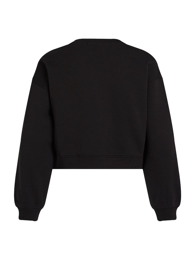 Calvin Klein Black 100% Cotton Glitter Monologo Sweatshirt - Image 5 of 5