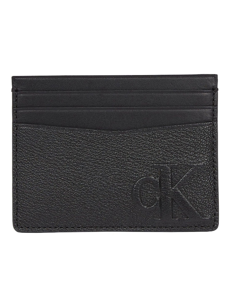 Calvin Klein Black Logo Embossed Card Holder - Image 1 of 4