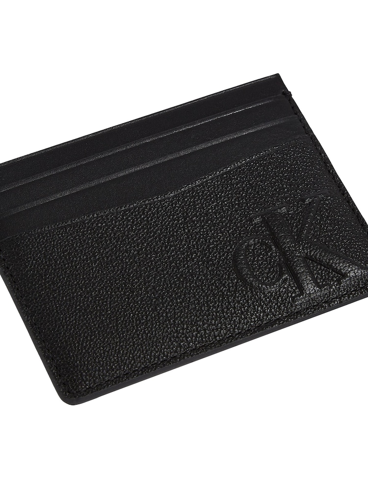 Calvin Klein Black Logo Embossed Card Holder - Image 4 of 4