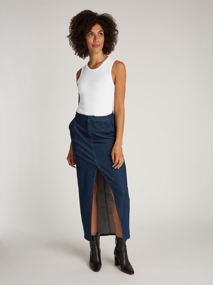 Calvin Klein White Ribbed Crew Neck Tank Top - Image 2 of 7