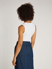 Calvin Klein White Ribbed Crew Neck Tank Top - Image 3 of 7