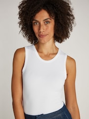 Calvin Klein White Ribbed Crew Neck Tank Top - Image 4 of 7