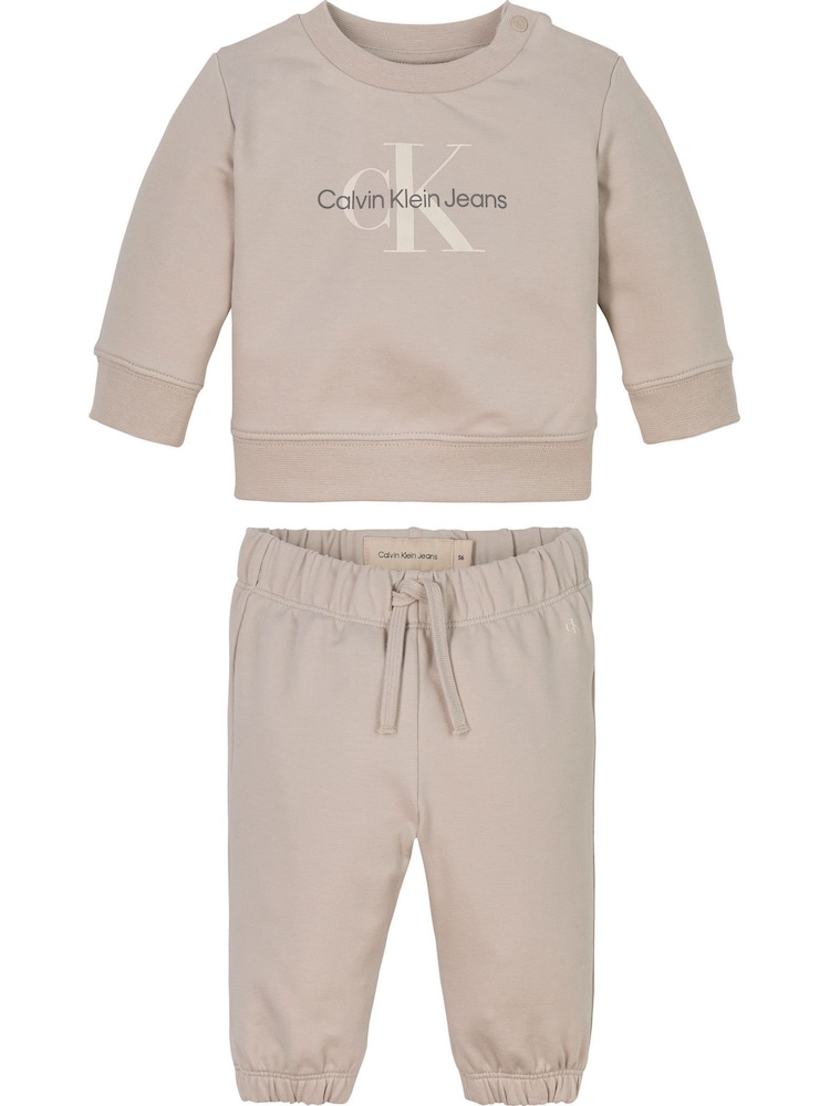 Calvin Klein Grey Newborn Terry Tracksuit - Image 1 of 2