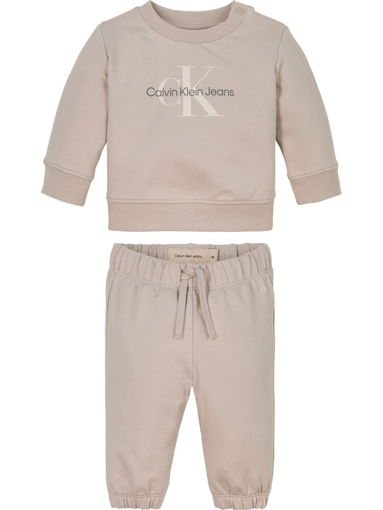 Calvin Klein Grey Newborn Terry Tracksuit - Image 1 of 2 Calvin Klein Grey Newborn Terry Tracksuit - Image 1 of 2