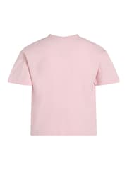 Calvin Klein Pink Monologo Glitter 100% Cotton T-Shirt - Image 5 of 5